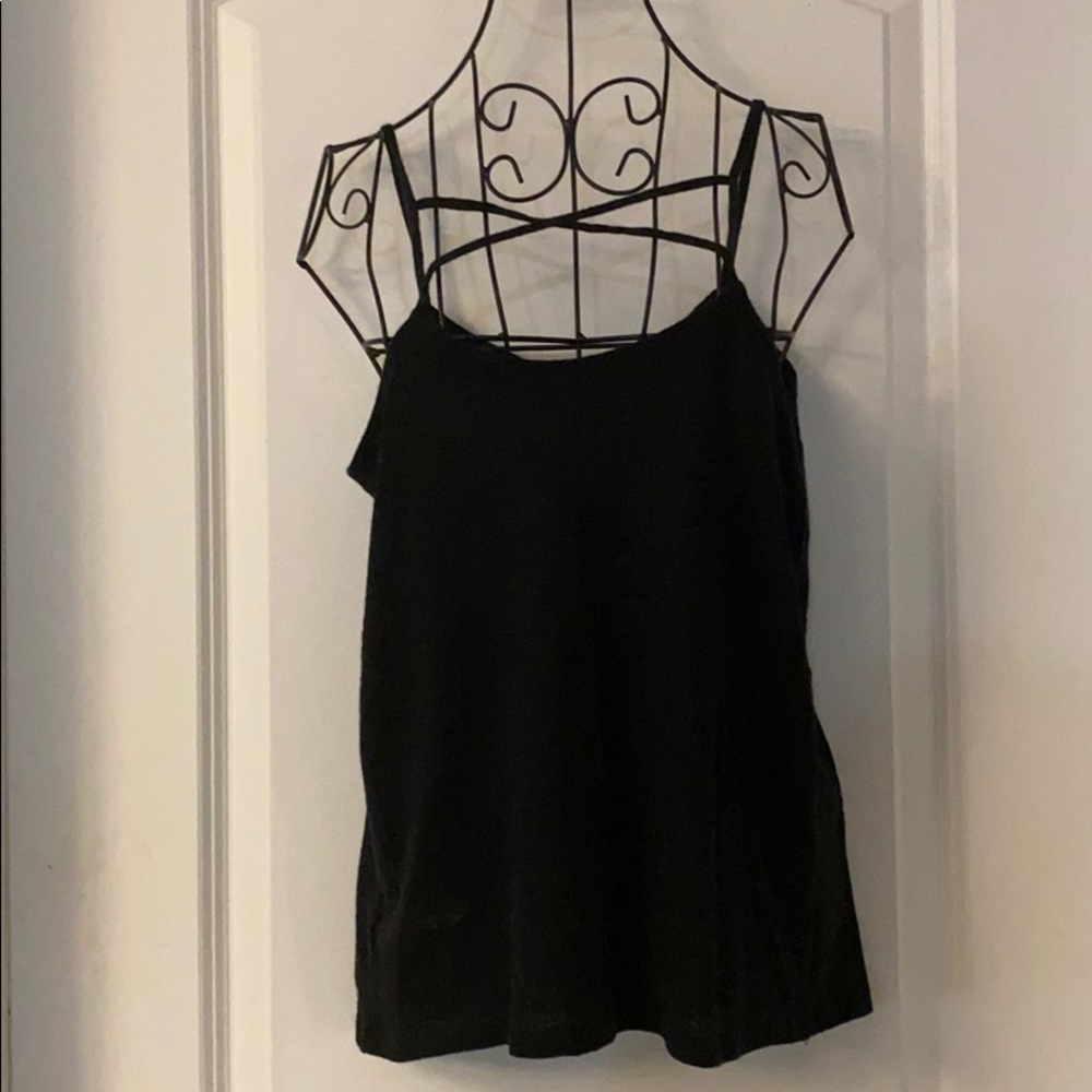 Simple Black Tank Top with Criss Cross chest